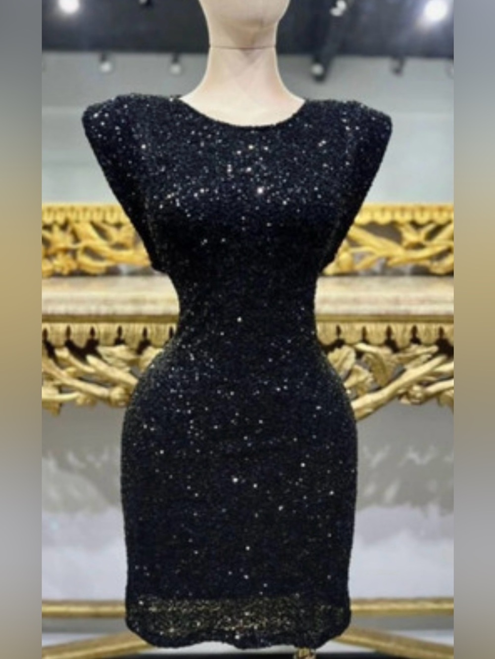Elegant Black Sequin Bodycon Dress
